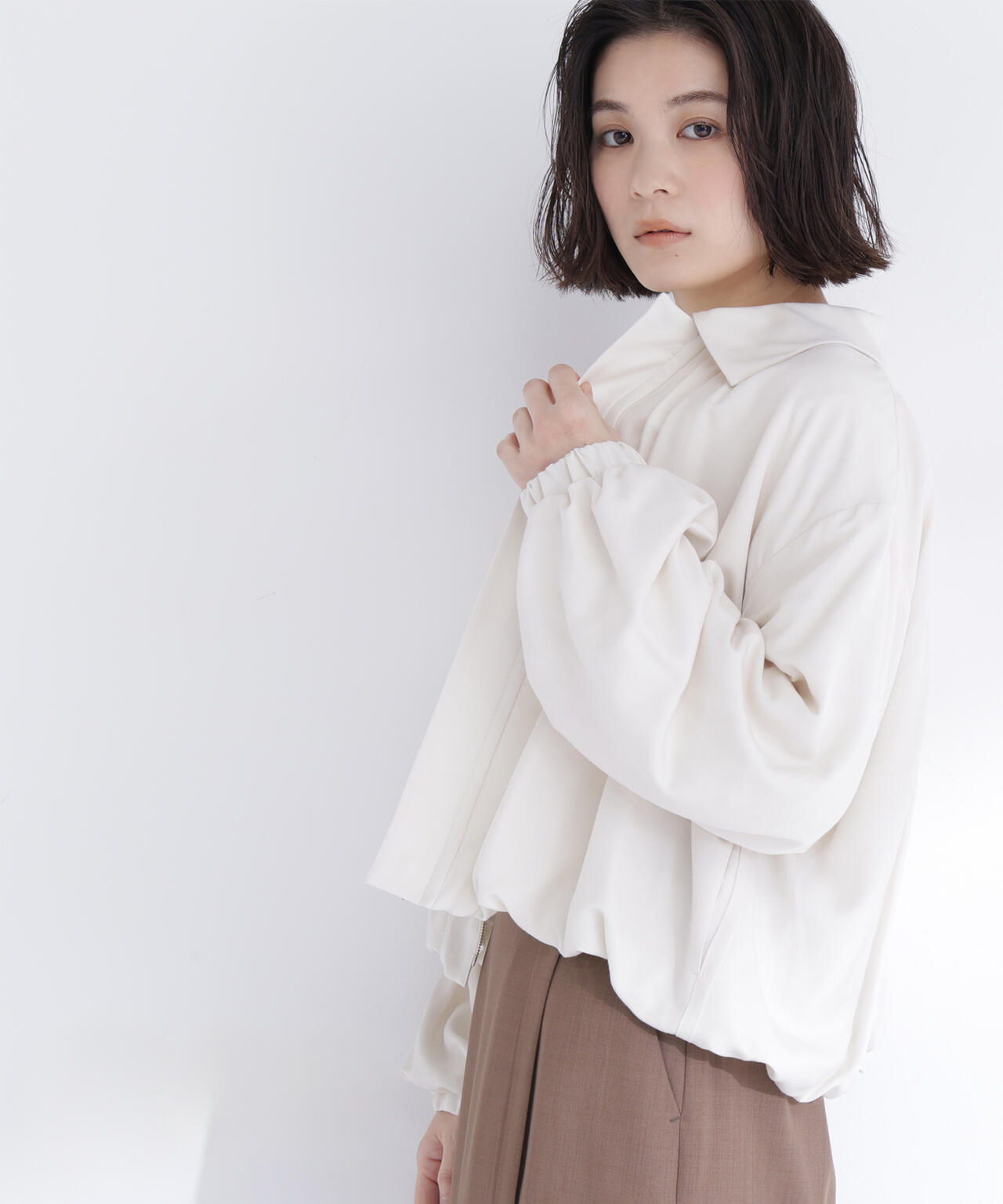 ステンカラーバルーンブルゾン