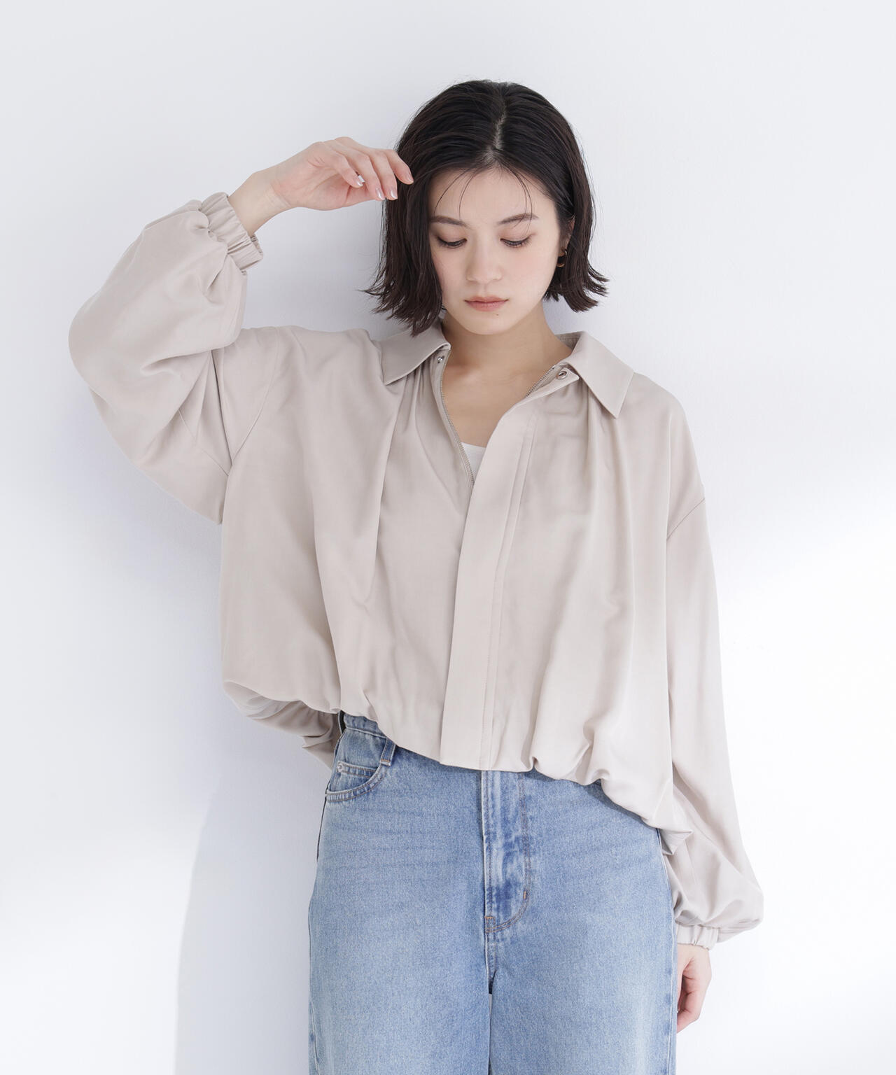 ステンカラーバルーンブルゾン