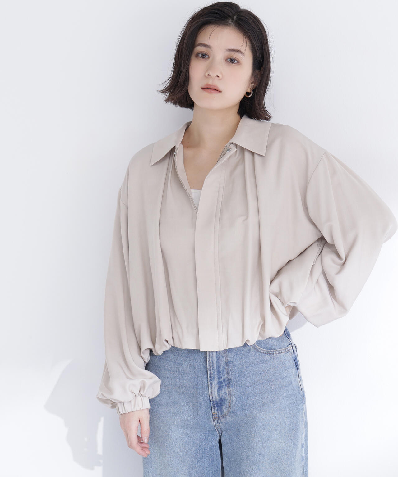 ステンカラーバルーンブルゾン