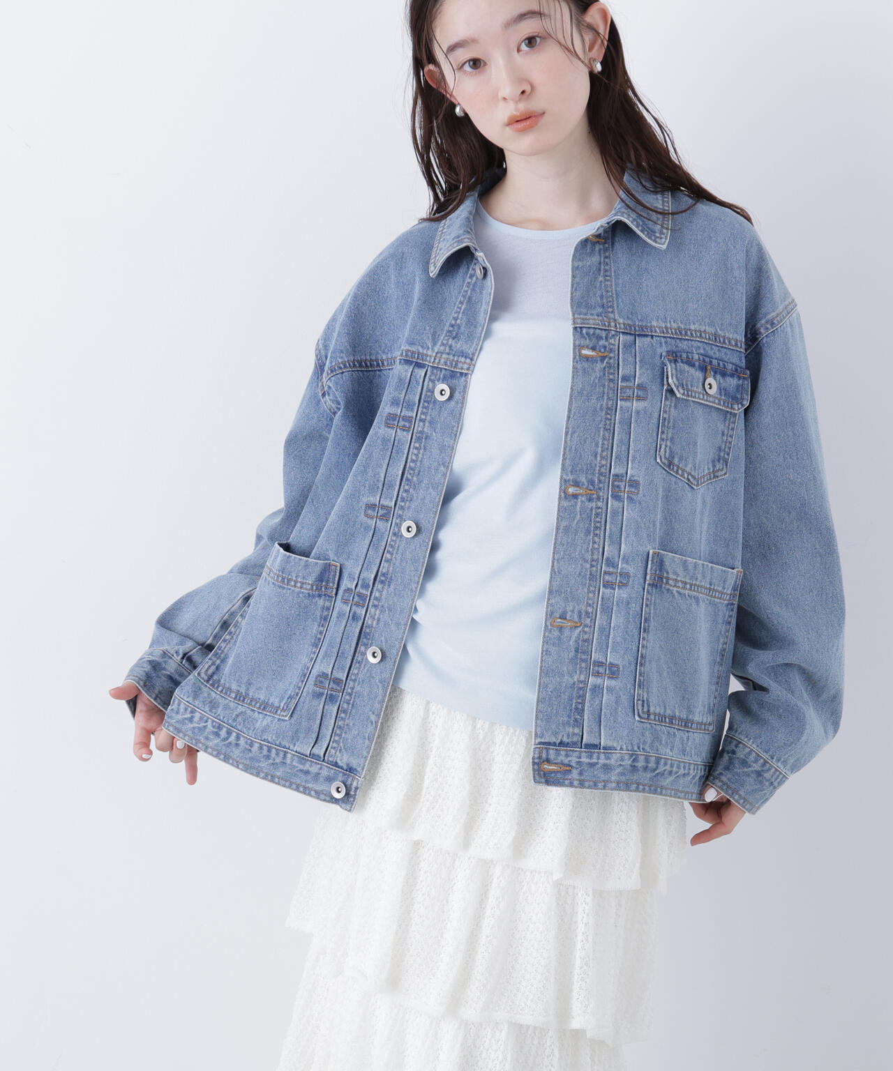 【一部店舗・mix.tokyo 限定カラー:オフホワイト】オーバーデニムブルゾン