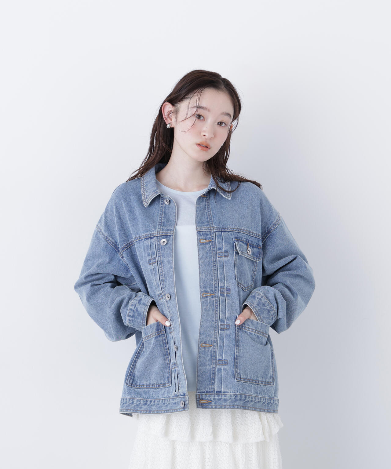 【一部店舗・mix.tokyo 限定カラー:オフホワイト】オーバーデニムブルゾン