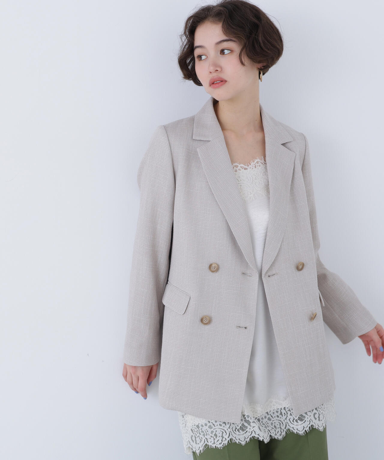 からみ織りダブルジャケット