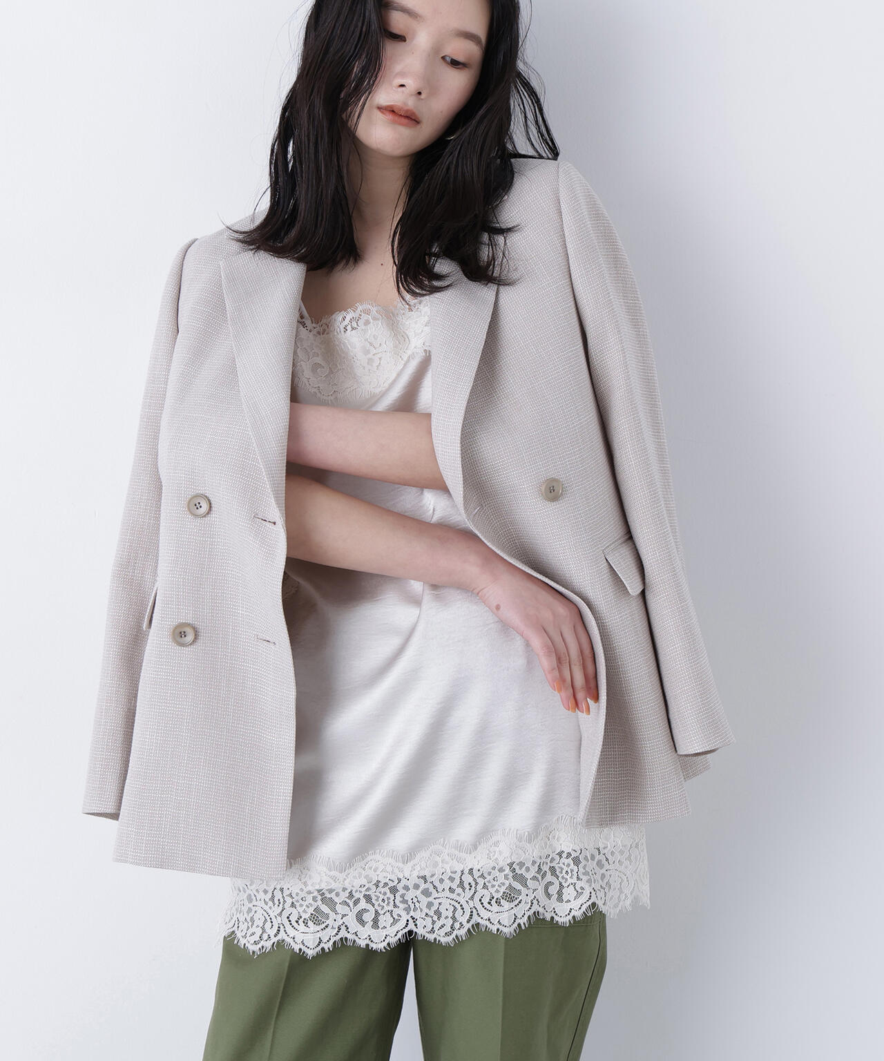 からみ織りダブルジャケット