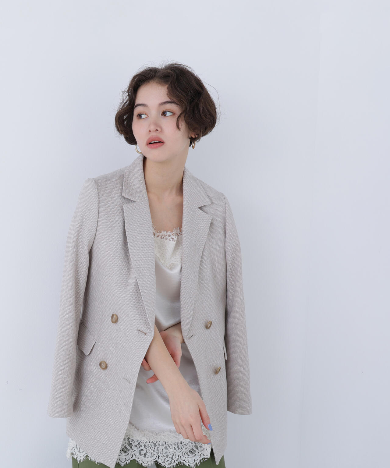 からみ織りダブルジャケット