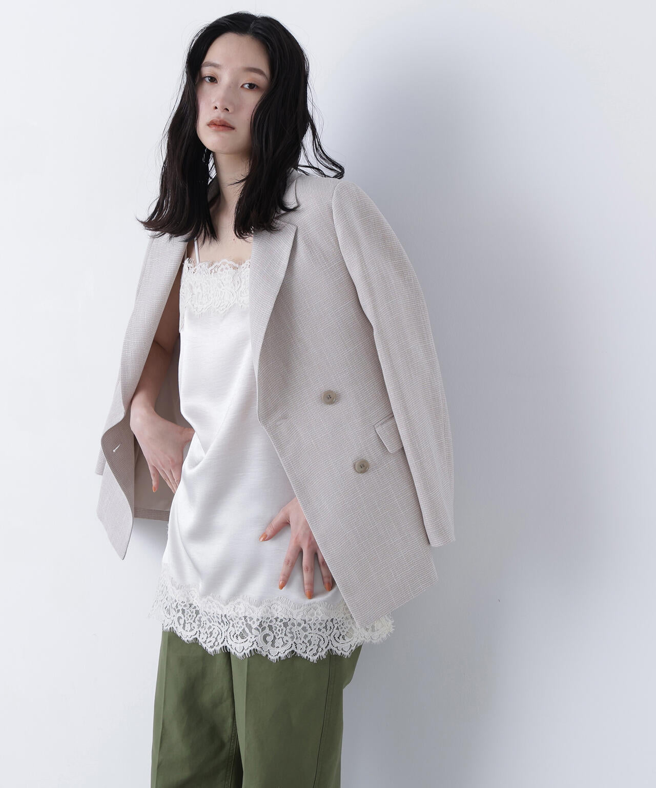 からみ織りダブルジャケット