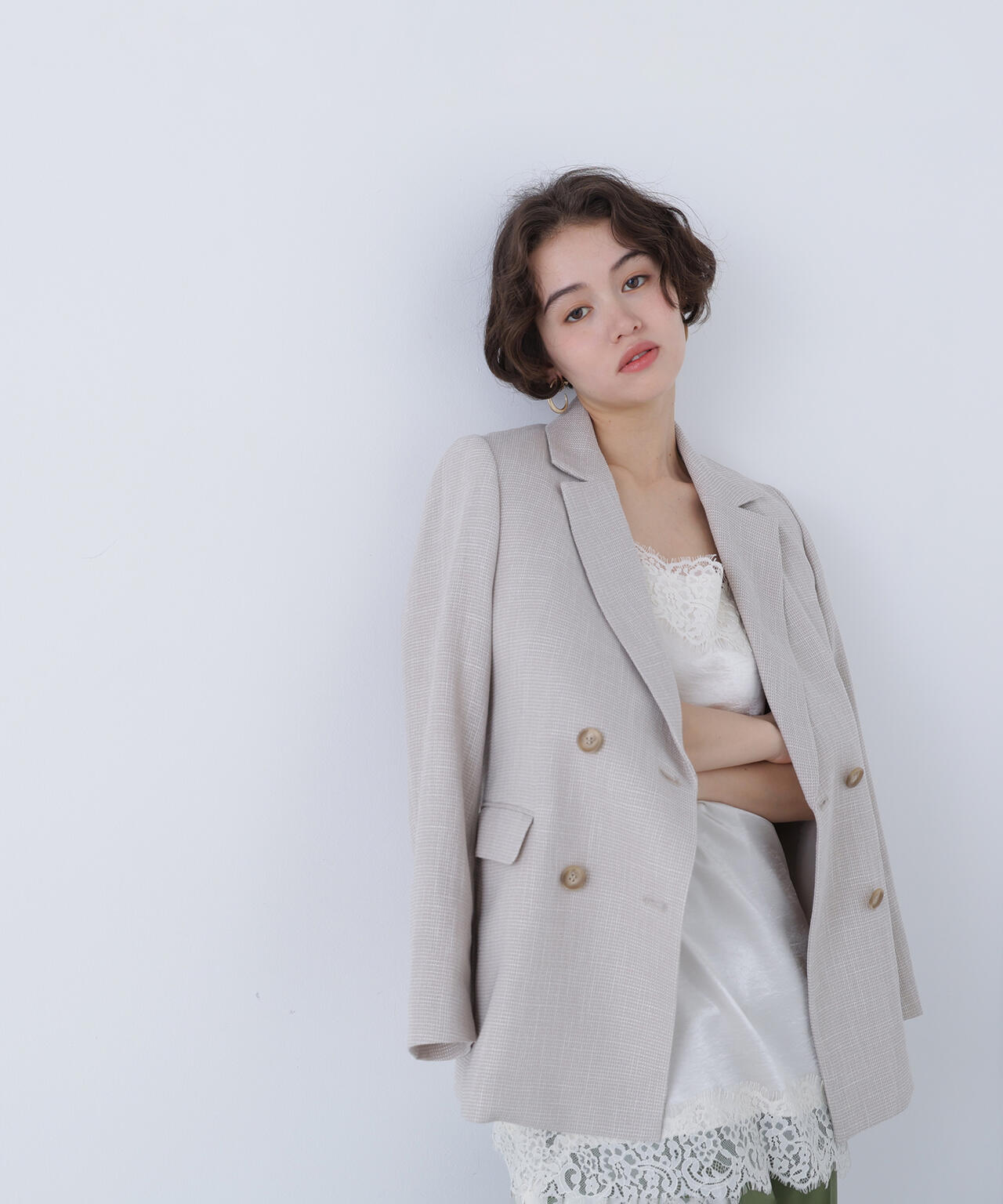 からみ織りダブルジャケット