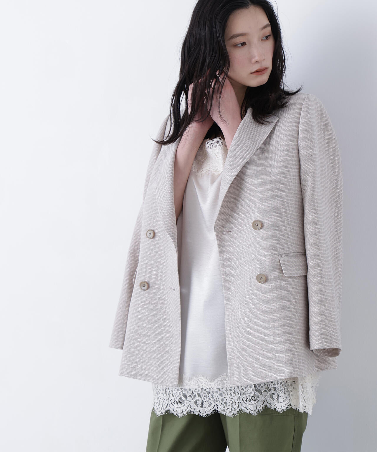 からみ織りダブルジャケット