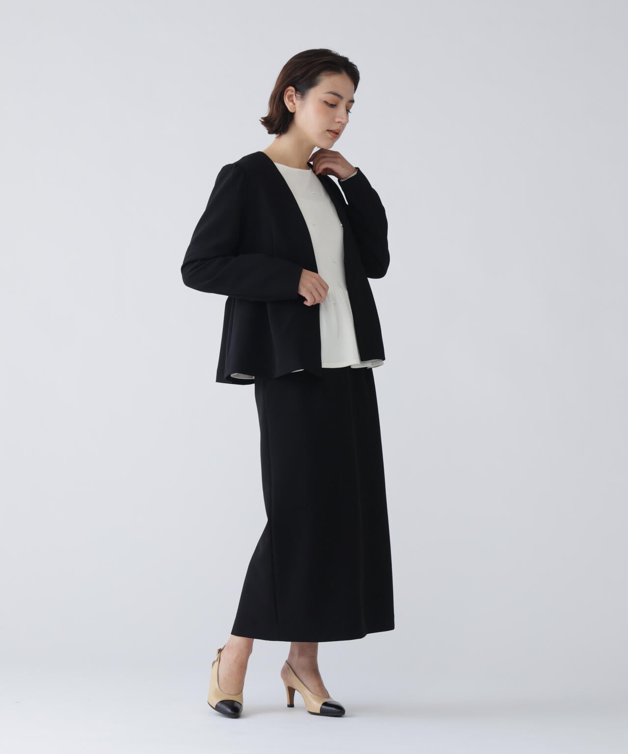 【365ユーティリティ】静電軽減テープ使用洗えてシワになりづらいスカートセットアップ