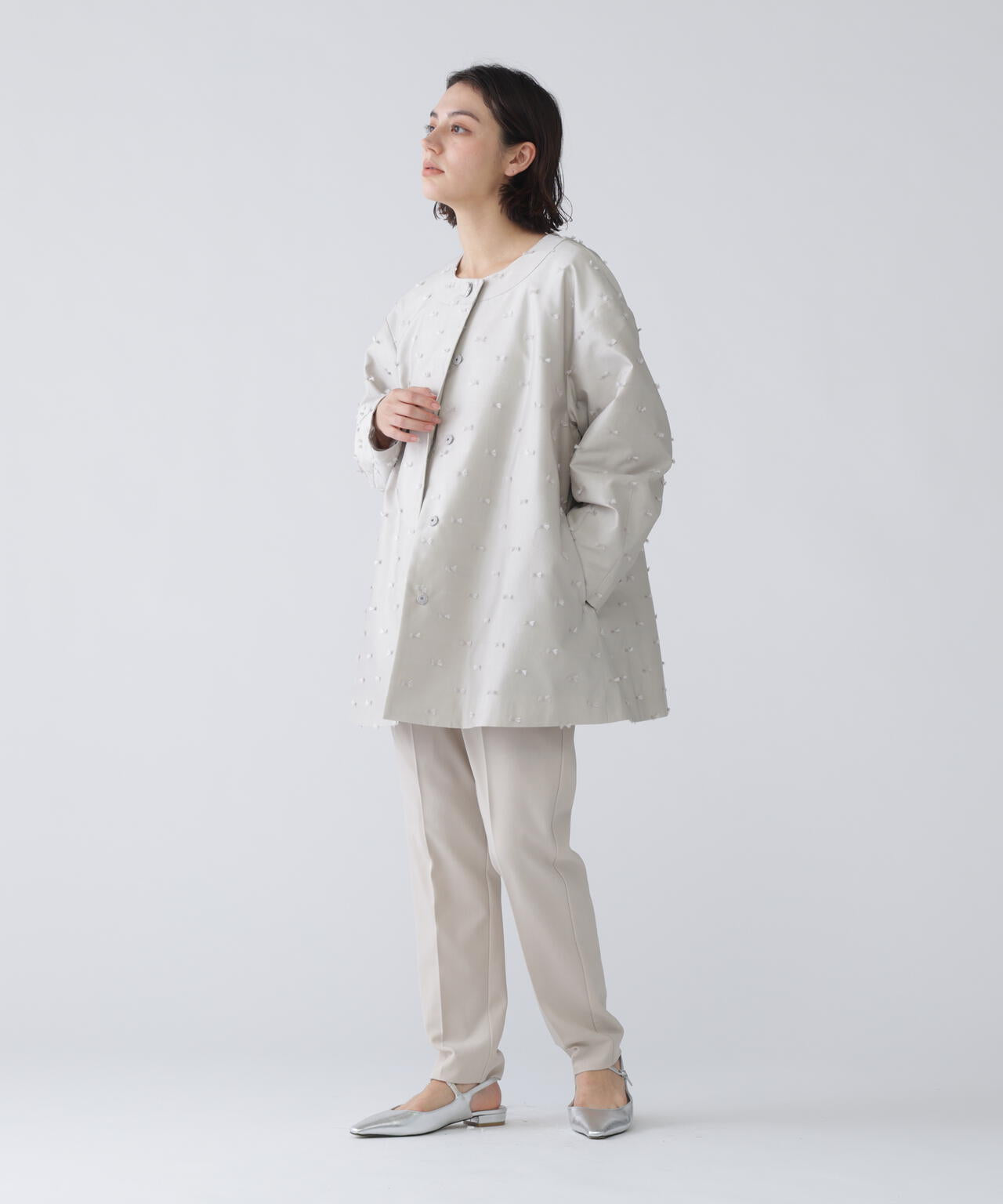 【好きを着て気分が上がる】リボンジャガードショートコート