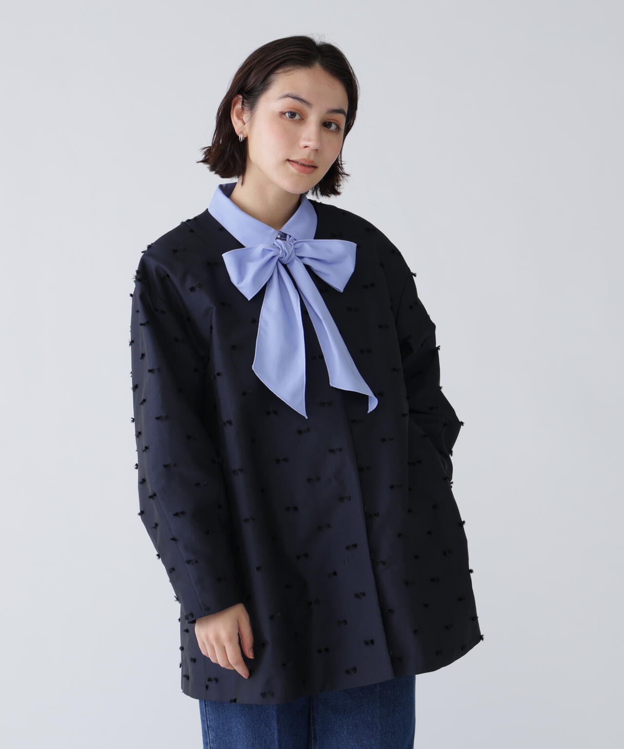 【好きを着て気分が上がる】リボンジャガードショートコート