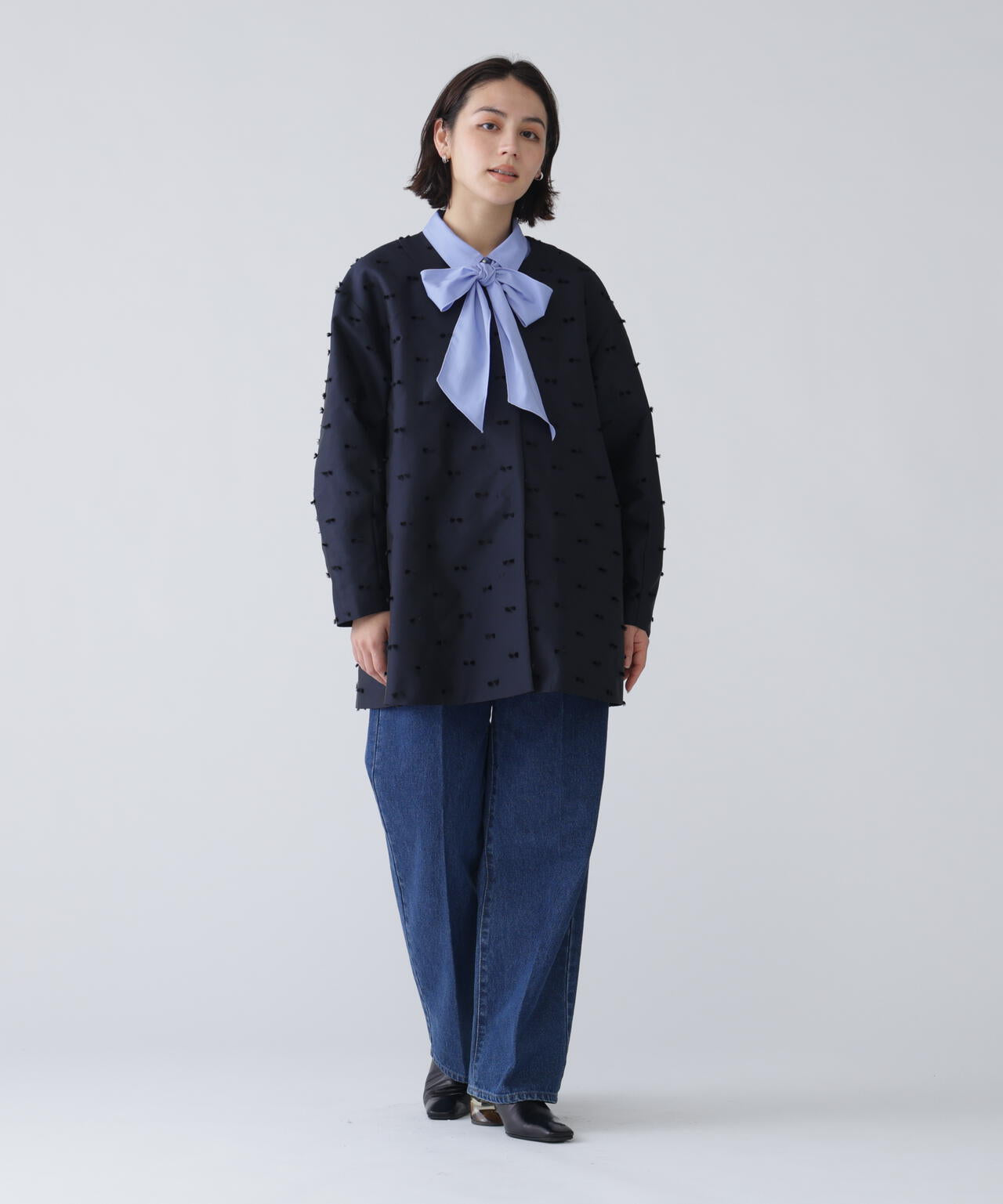 【好きを着て気分が上がる】リボンジャガードショートコート