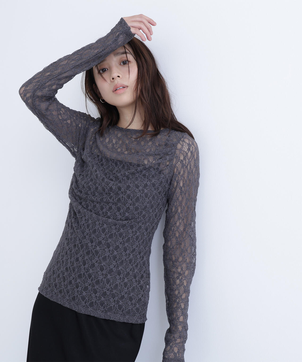 レースドレープカットソー