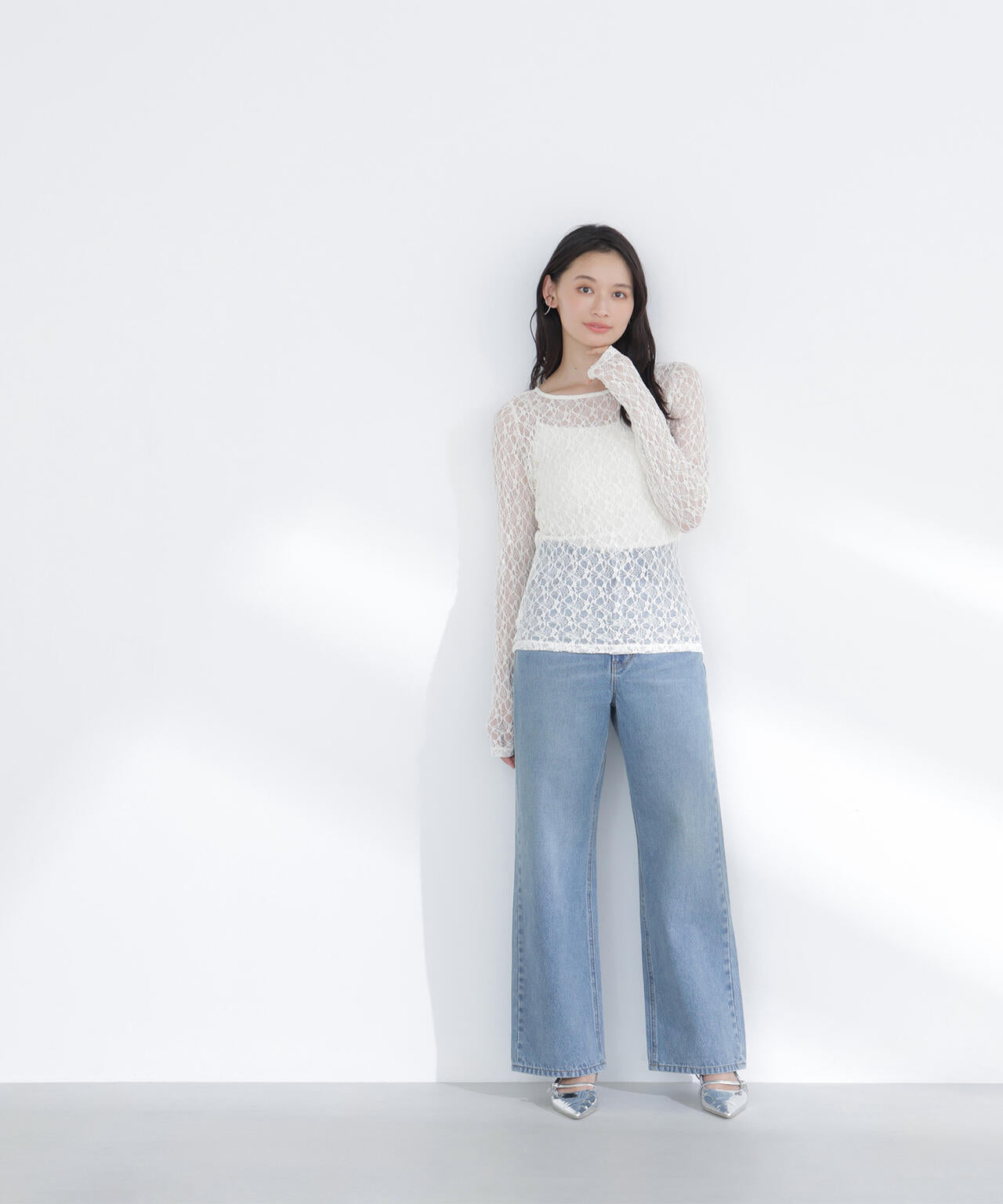 レースドレープカットソー