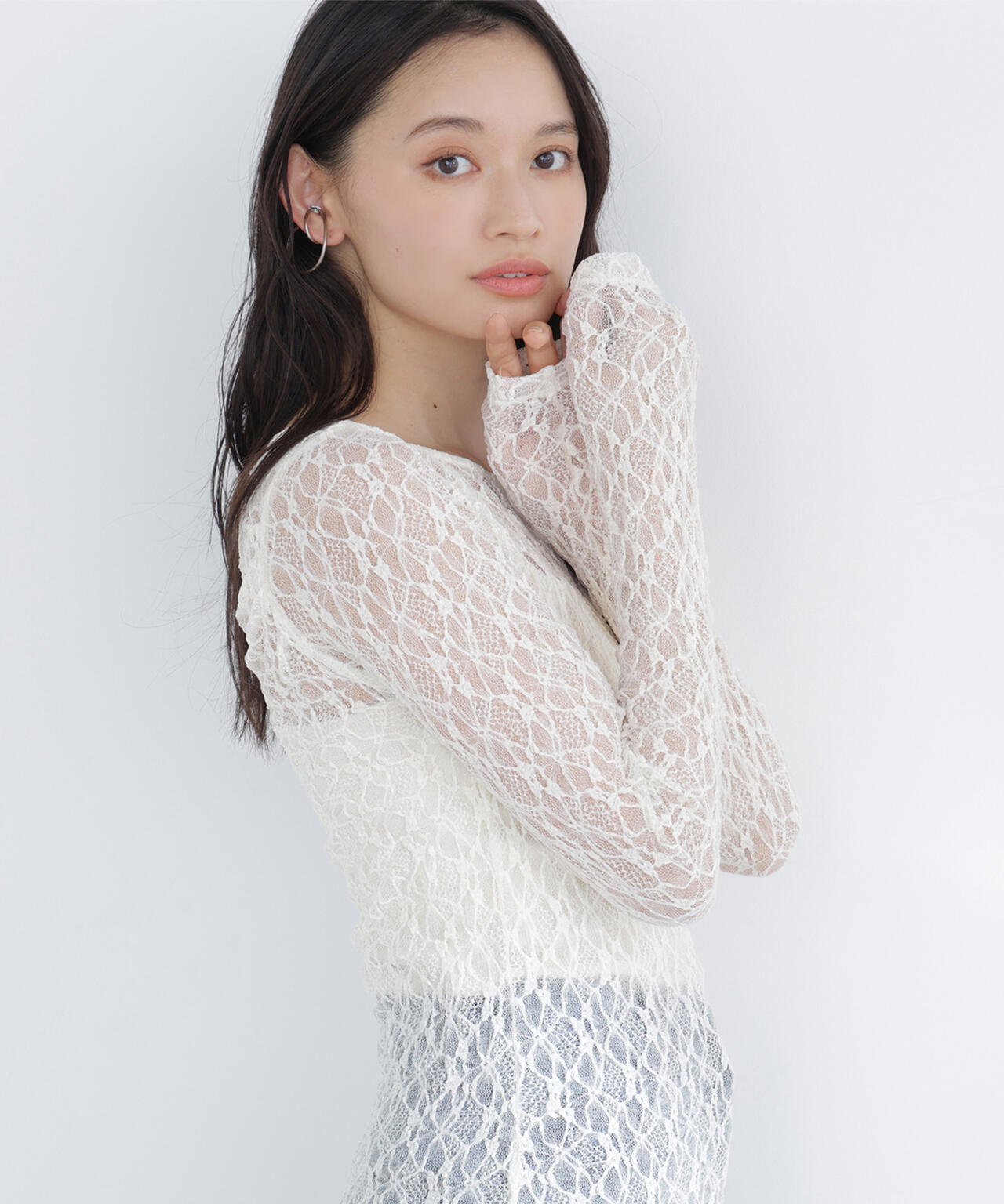 レースドレープカットソー