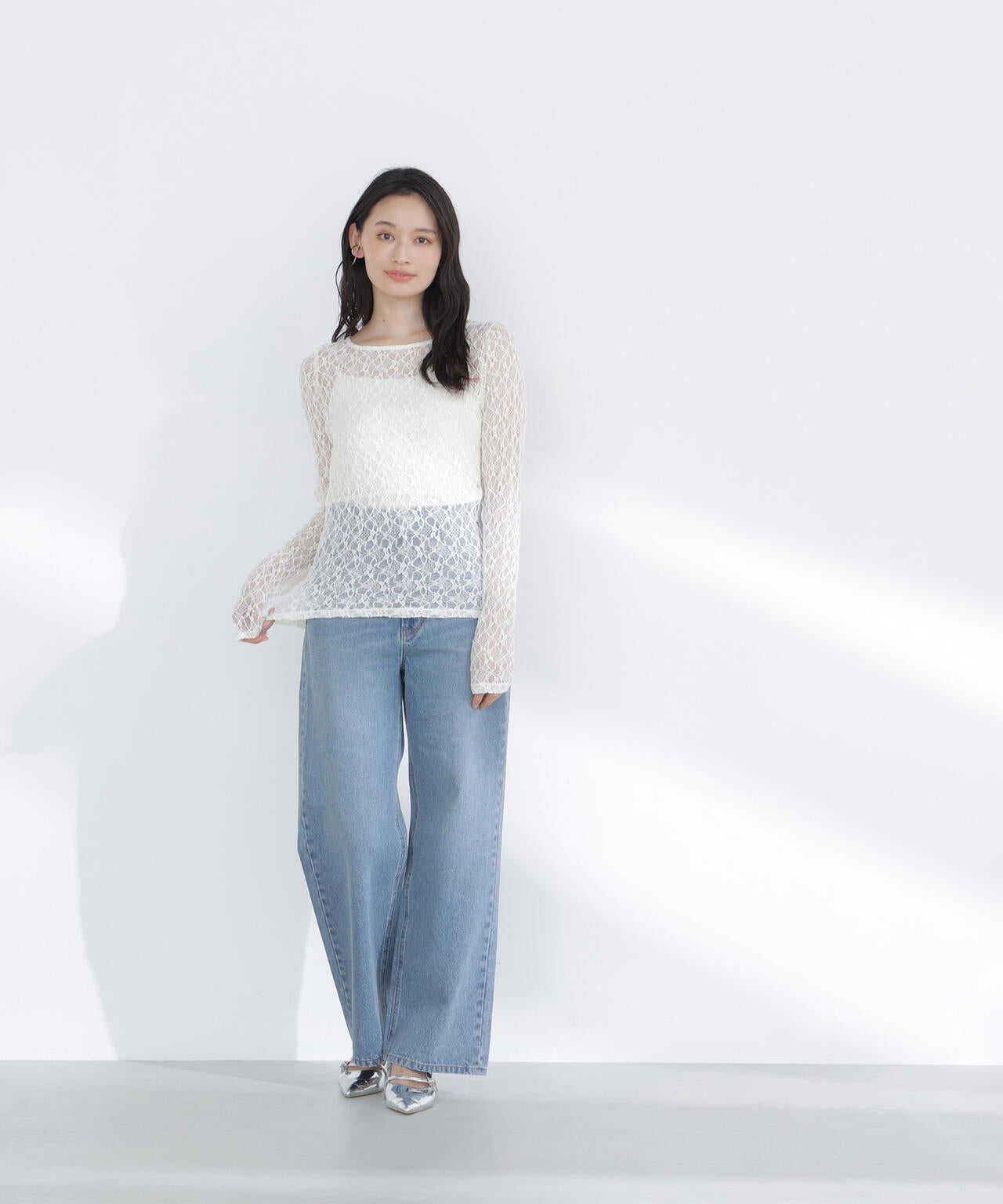 レースドレープカットソー