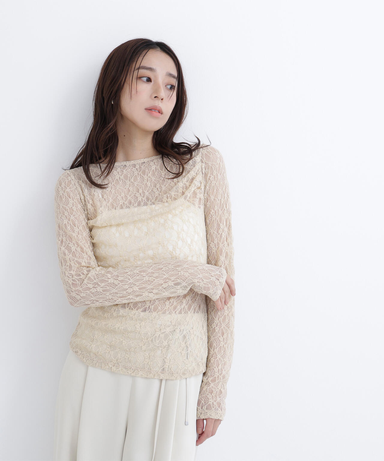 レースドレープカットソー