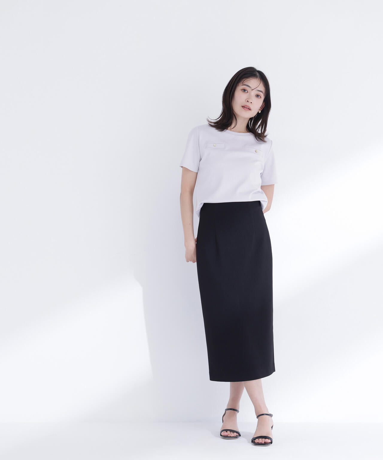 【6/16 ~6/18 2buy10%OFF 対象商品】ベーシックTシャツ フェイクポケット付き