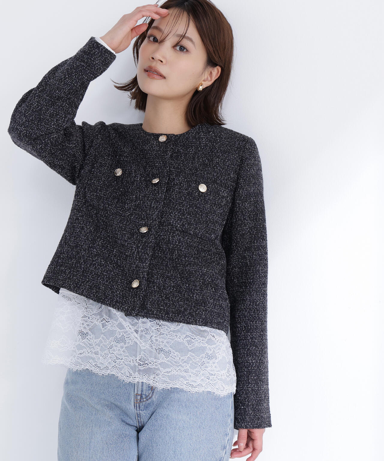 レースドッキングカットソー