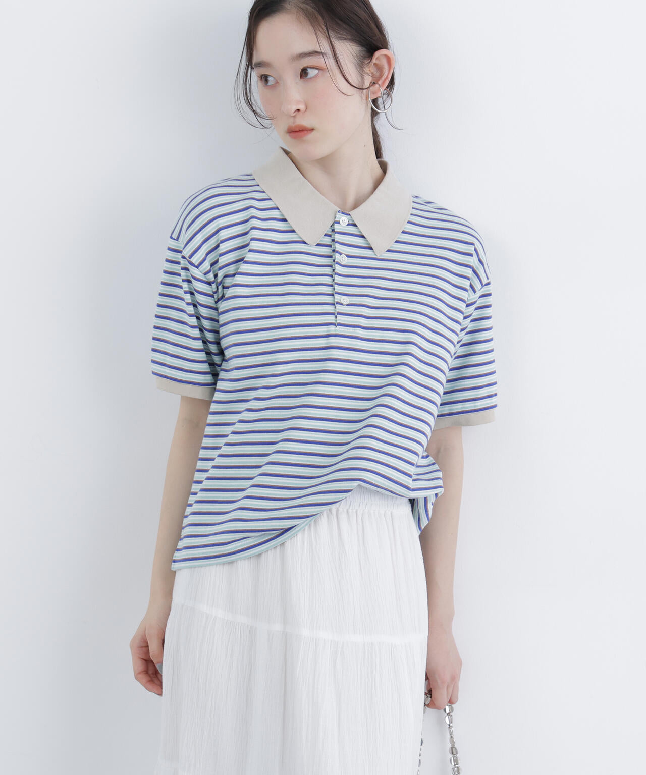 (FUDGE掲載)(STAR & STRIPE)ボーダー半袖ポロシャツ