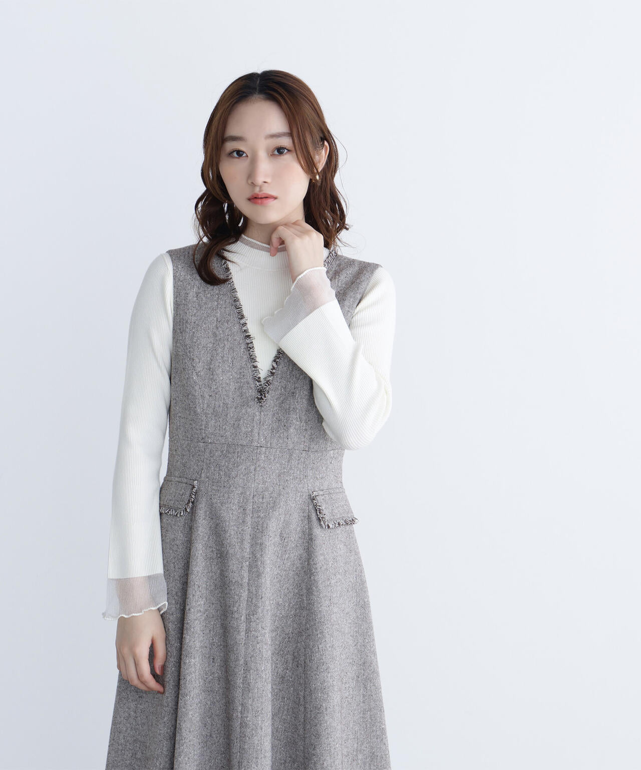 シアーフレアカフスリブニット