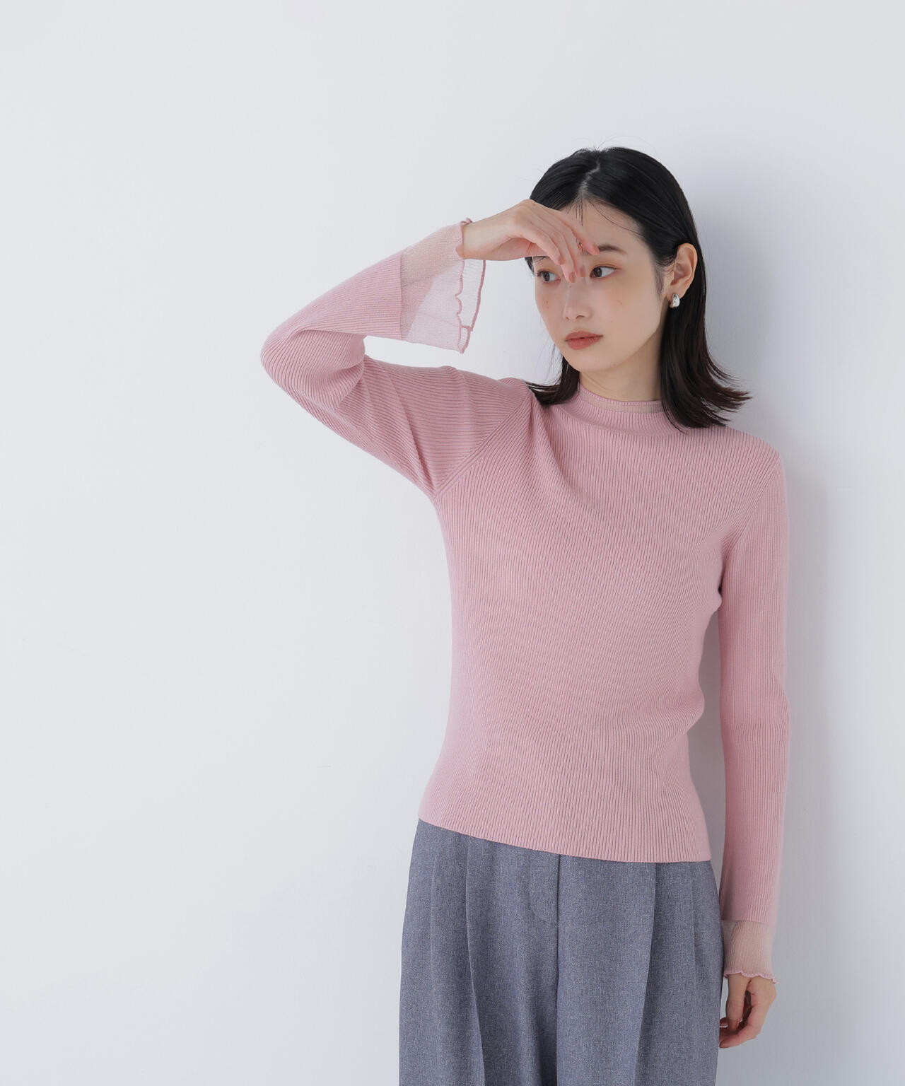 シアーフレアカフスリブニット