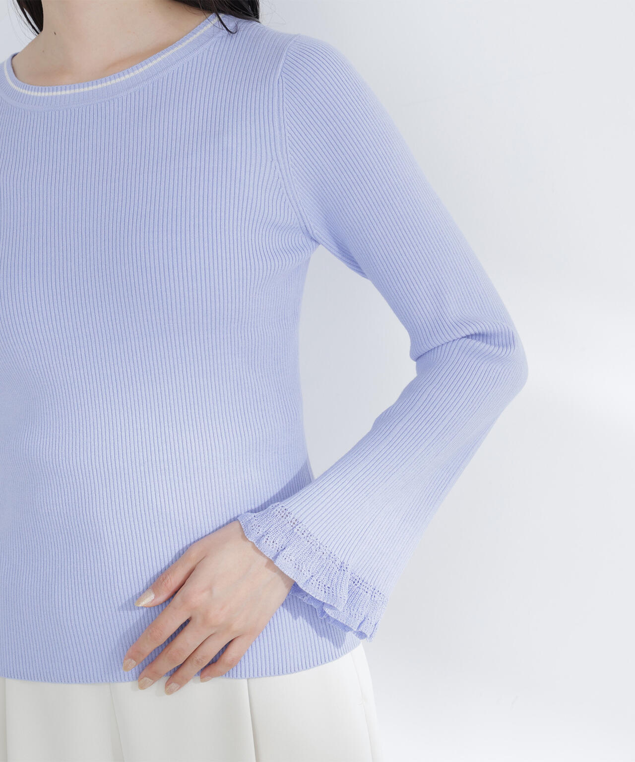 レーシーカフスリブニット