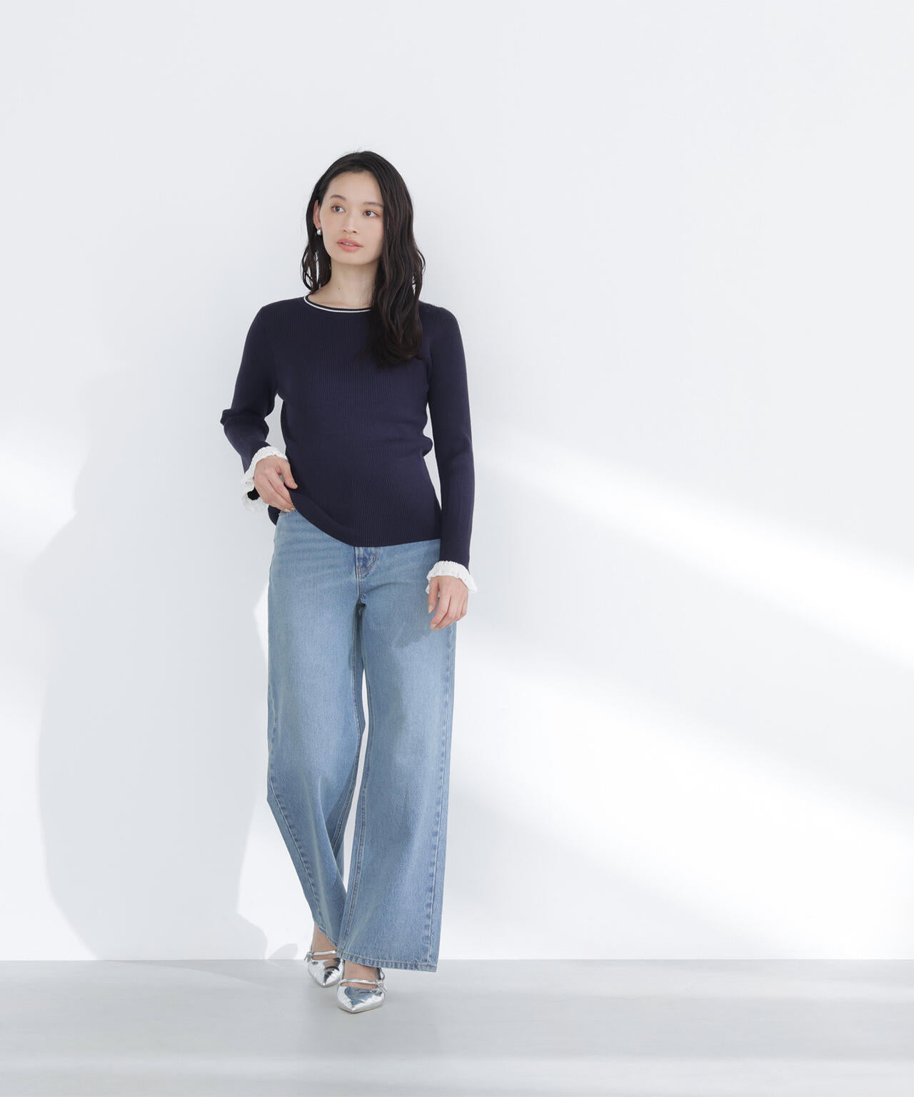 レーシーカフスリブニット