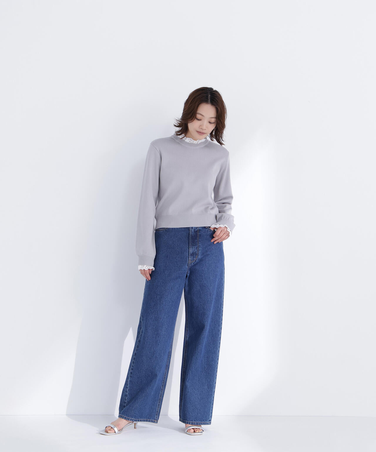 レースフリルドッキングニット
