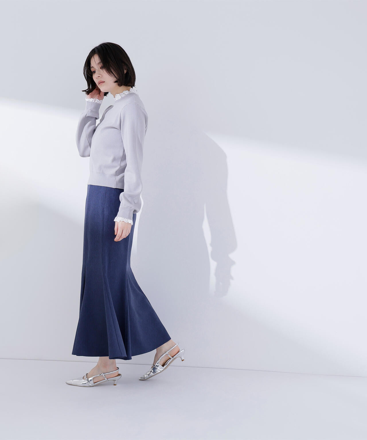 レースフリルドッキングニット