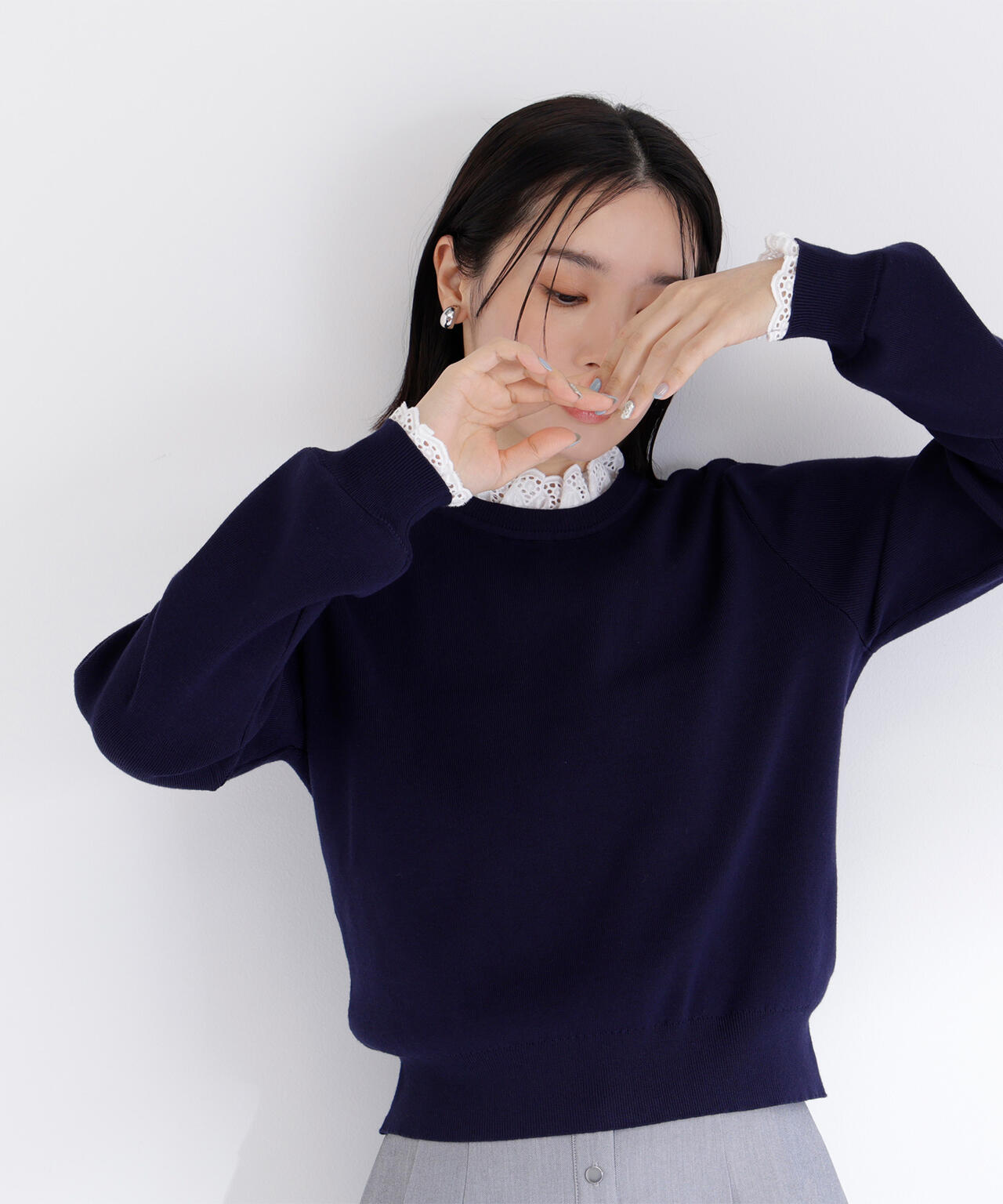 レースフリルドッキングニット