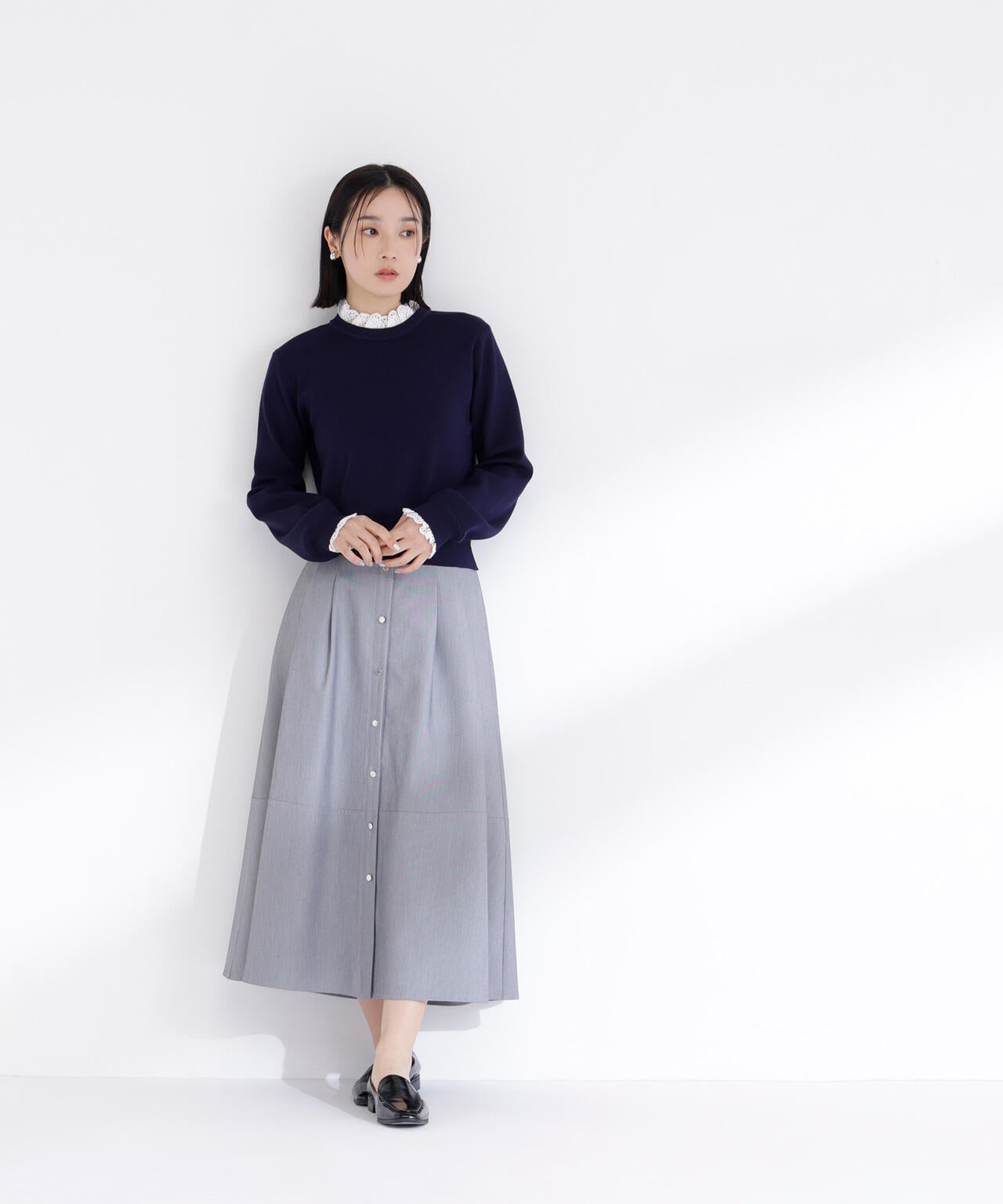 レースフリルドッキングニット