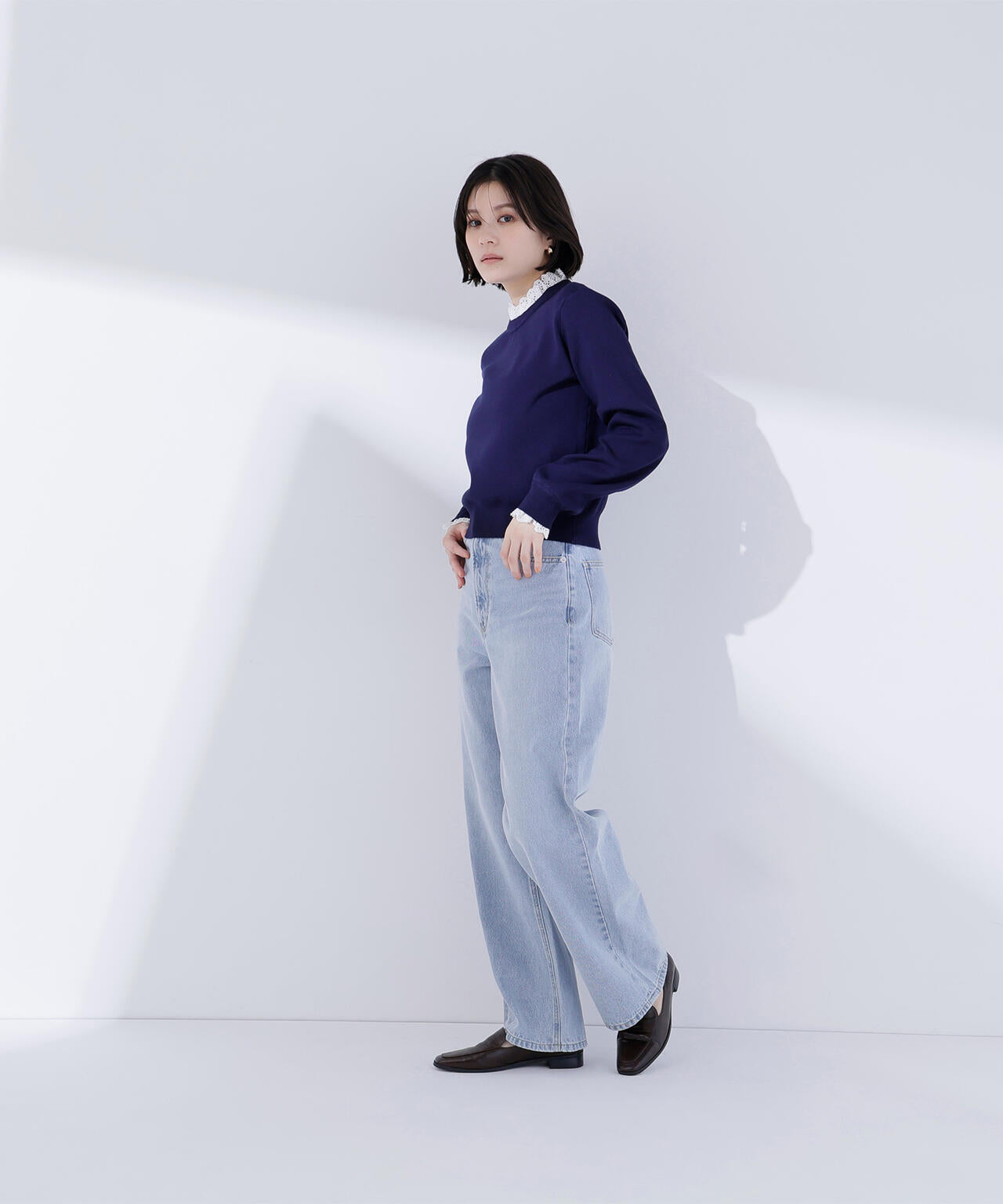 レースフリルドッキングニット