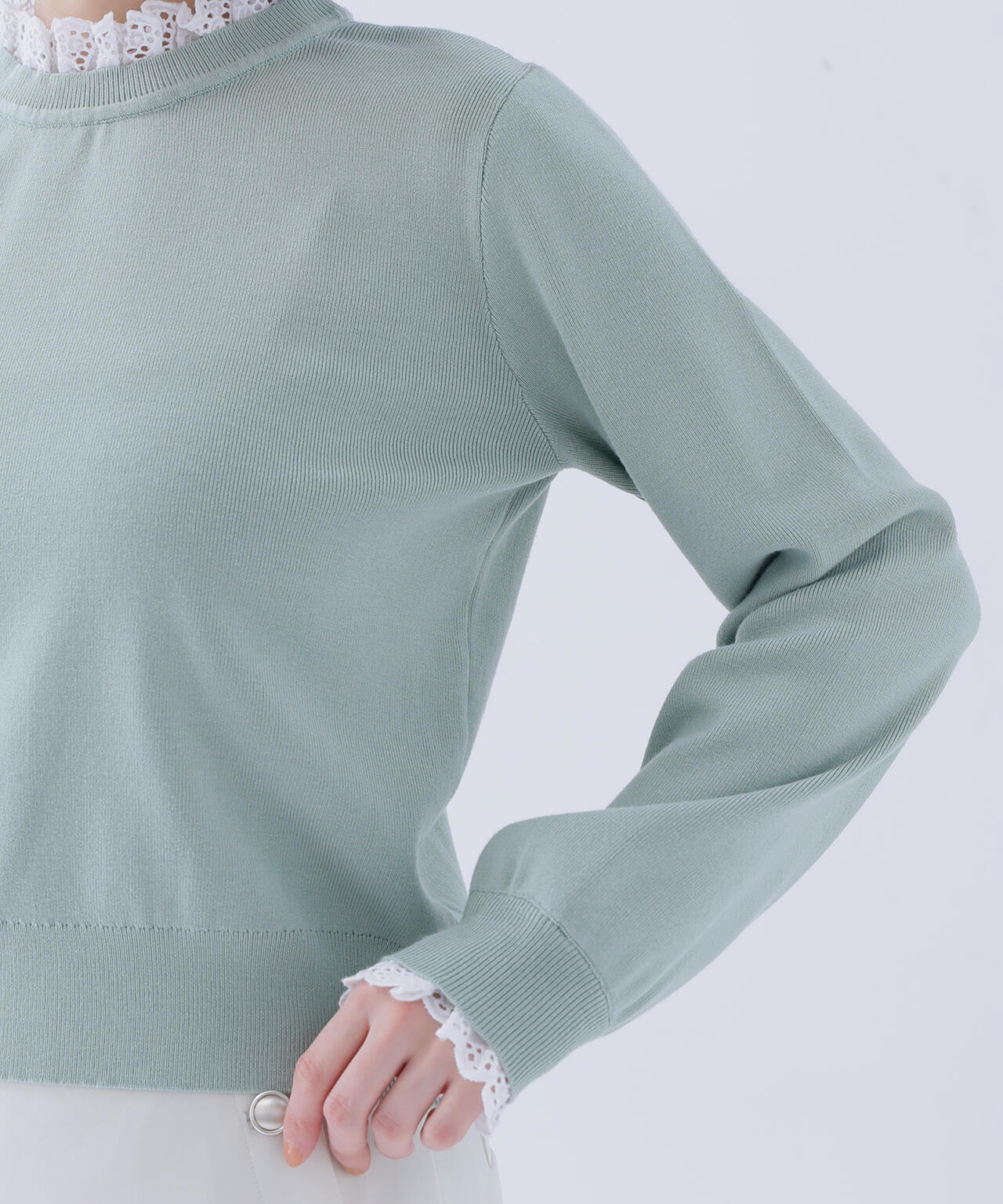 レースフリルドッキングニット