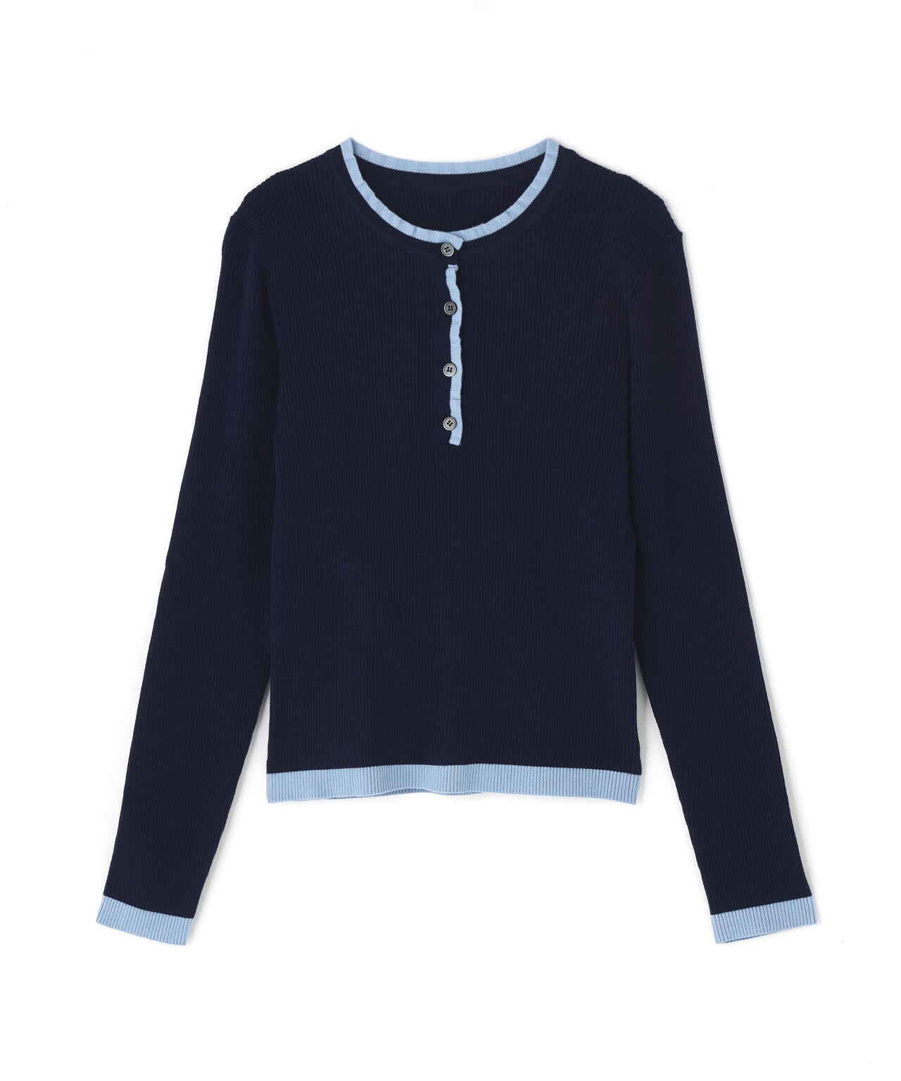 バイカラーフリルトリムニット