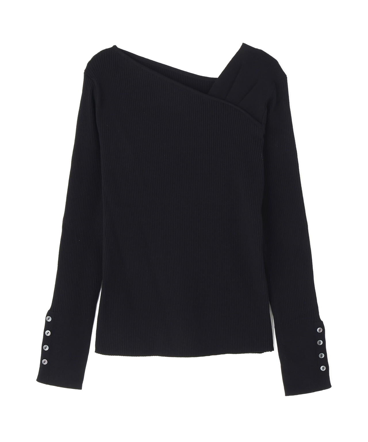 ショルダータックアシメネックニット