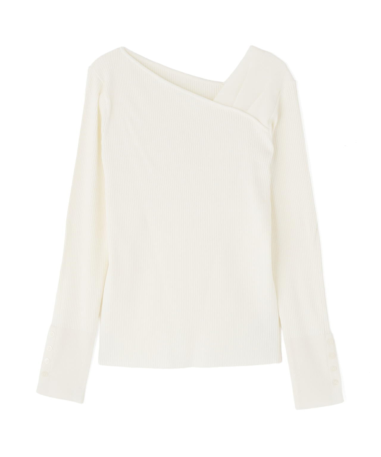 ショルダータックアシメネックニット