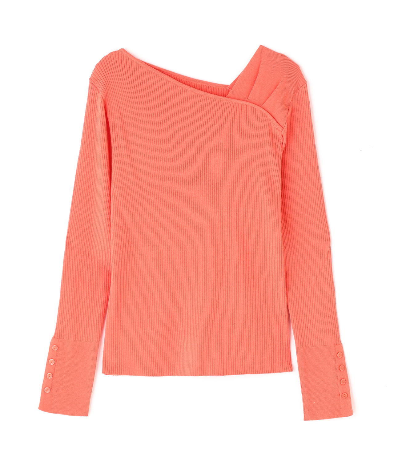 ショルダータックアシメネックニット