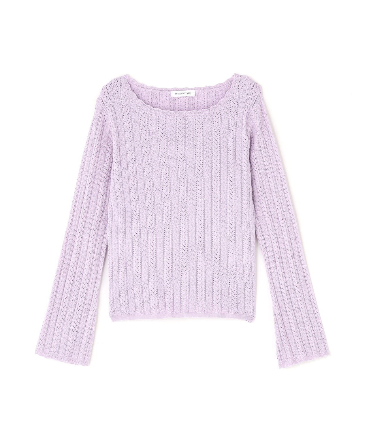 柄編みスカラップニット