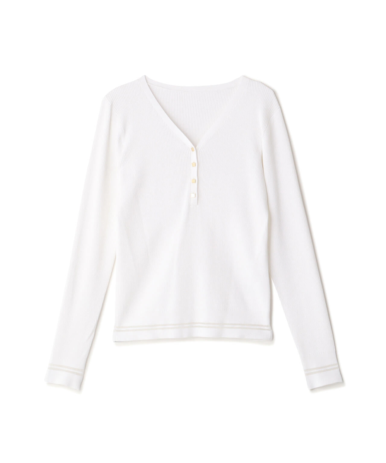 メタルボタンシアーラインニット