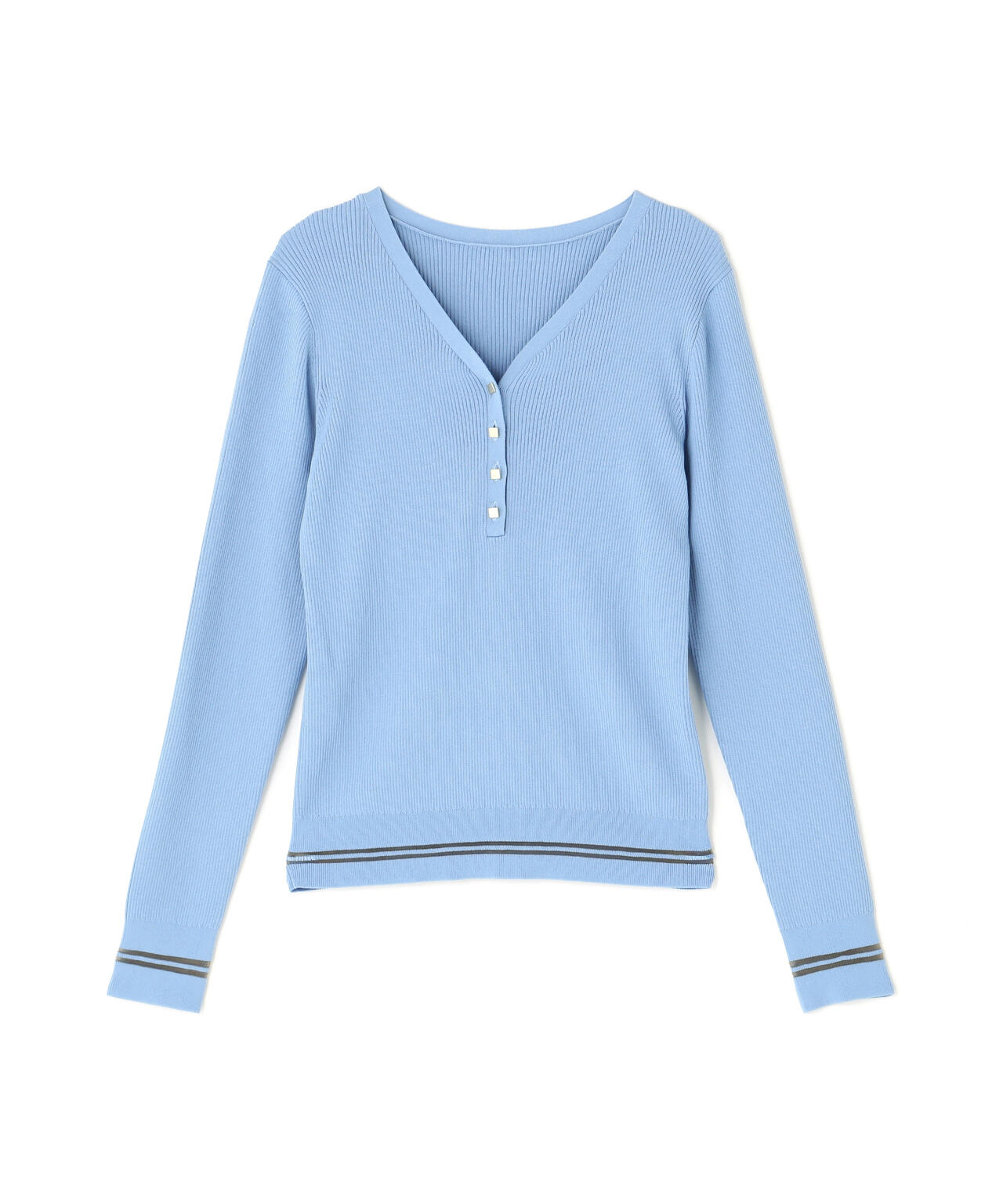 メタルボタンシアーラインニット