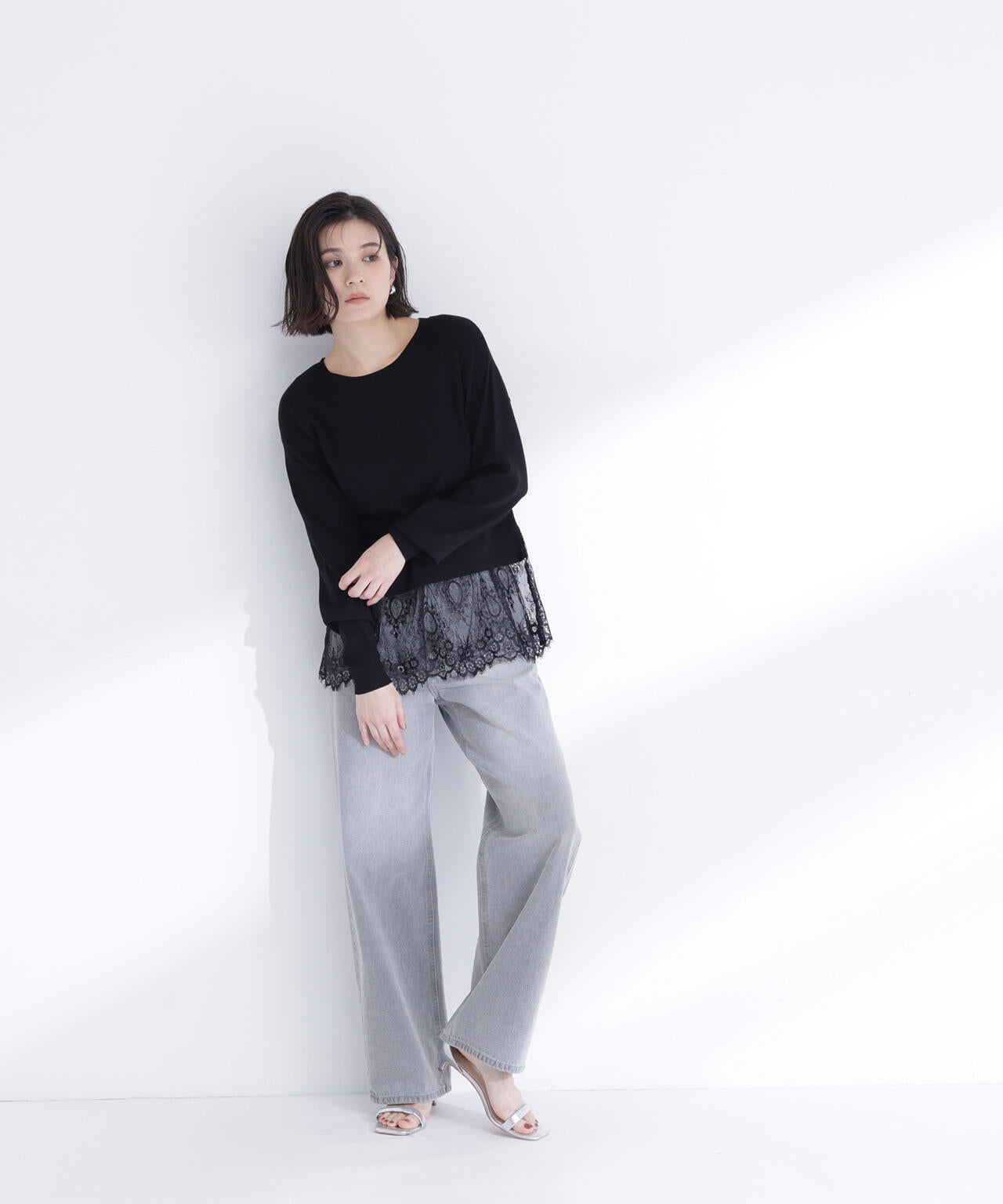 レースドッキングニット