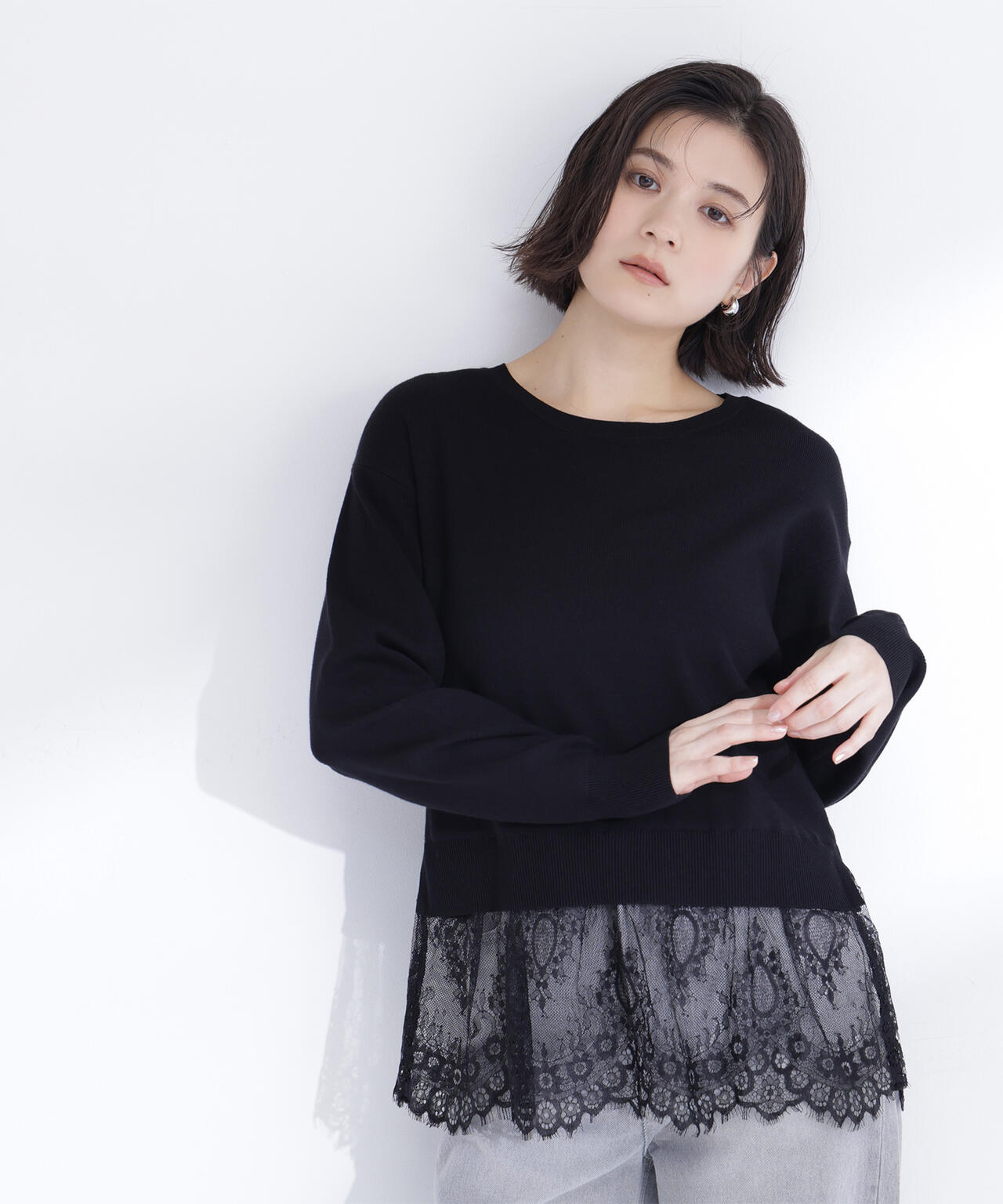 レースドッキングニット