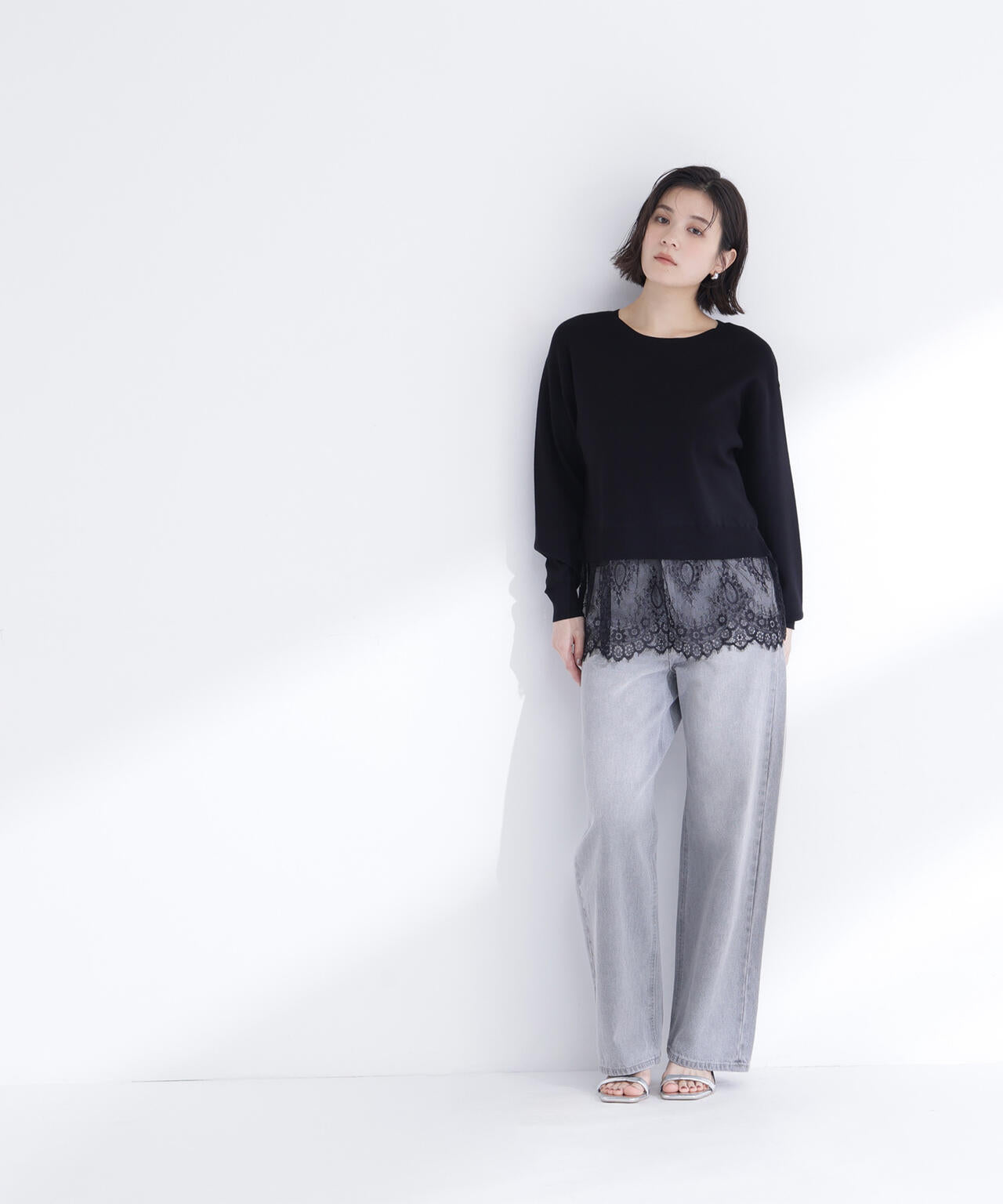 レースドッキングニット