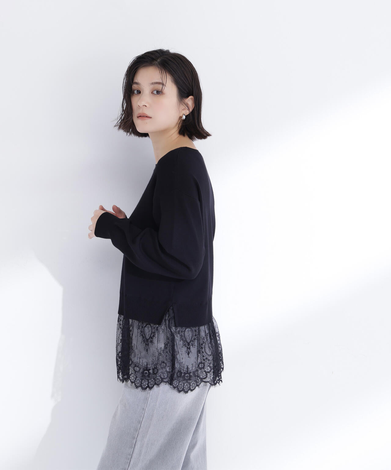 レースドッキングニット