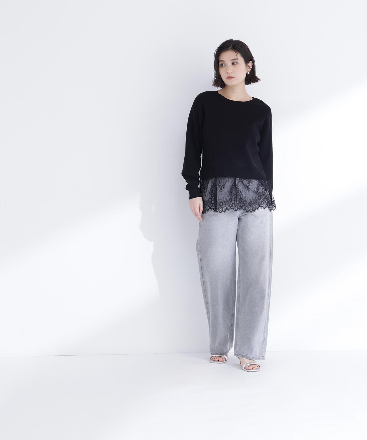 レースドッキングニット