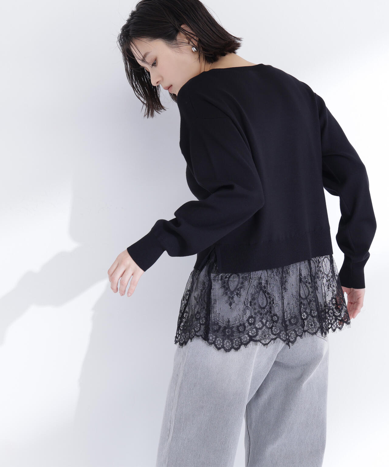 レースドッキングニット