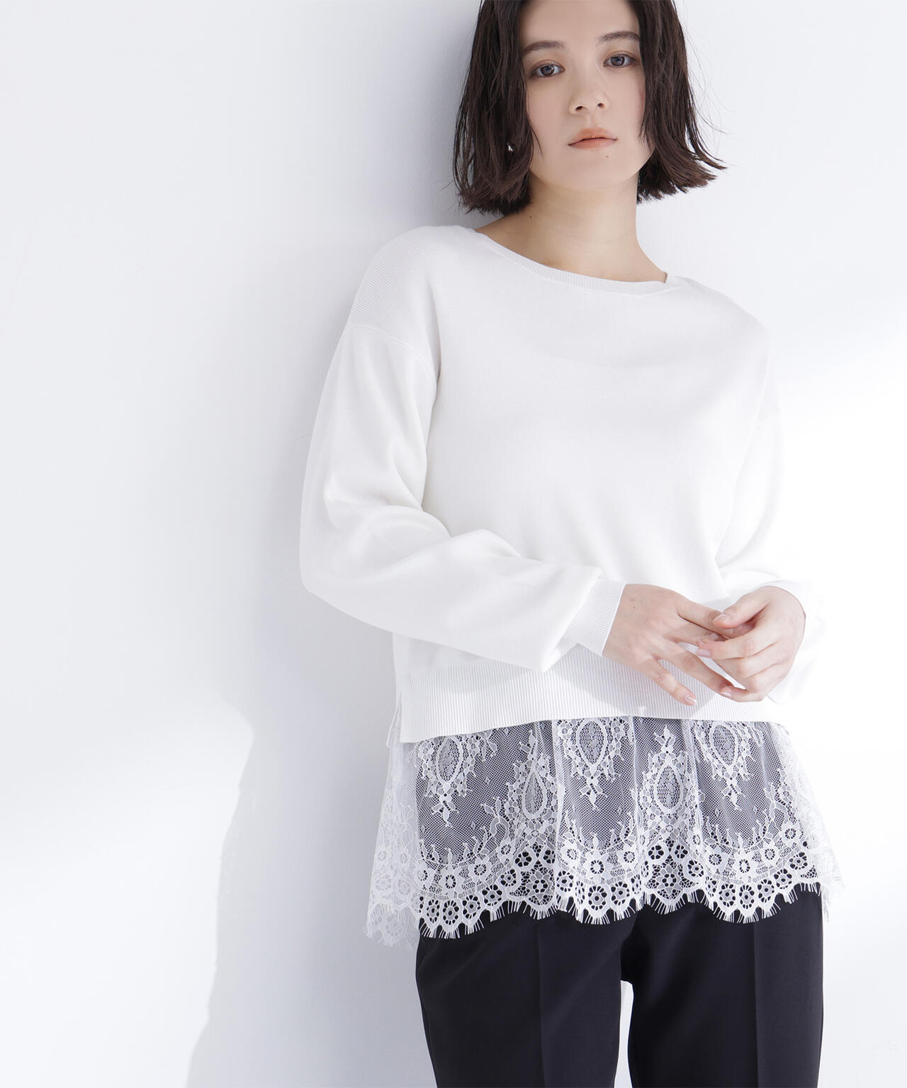 レースドッキングニット