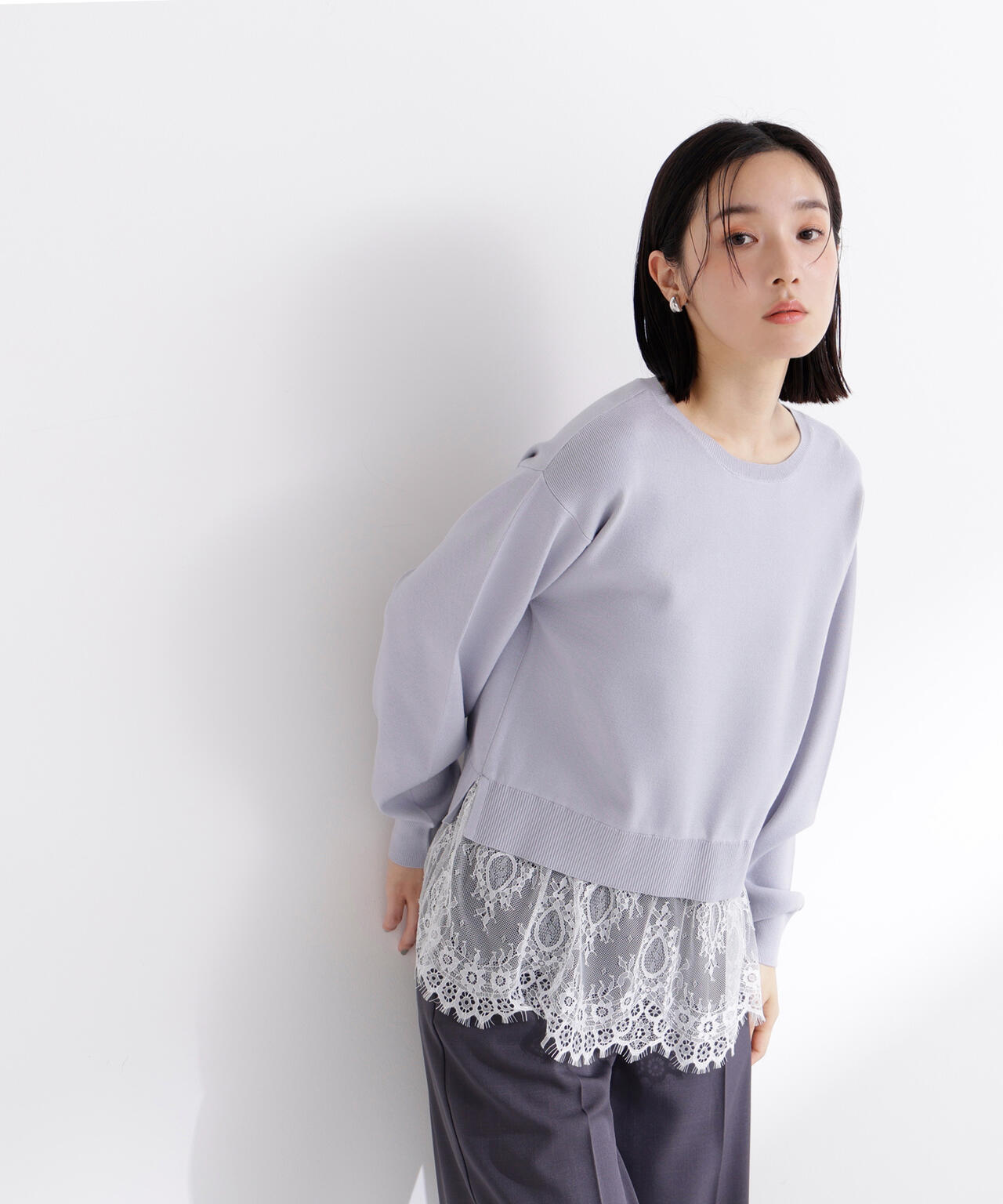 レースドッキングニット