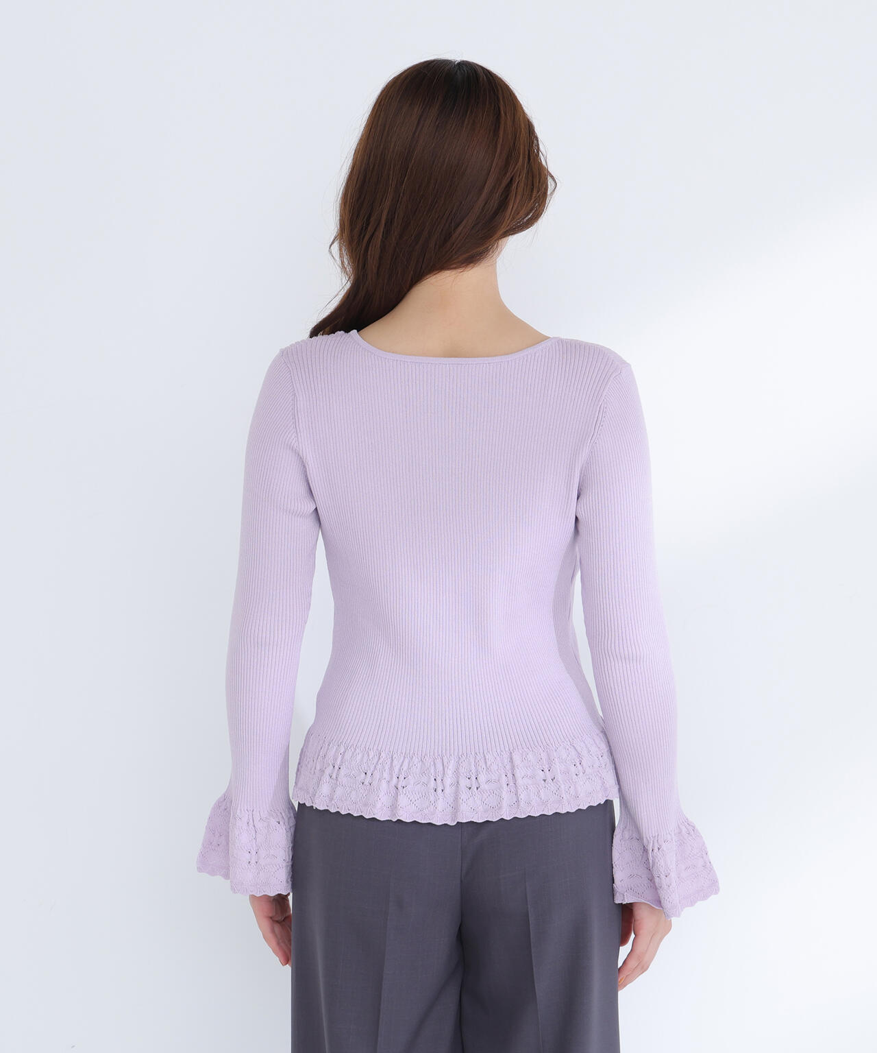 柄編みフレアスリーブニット