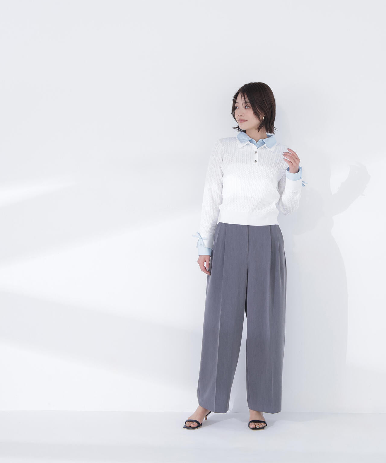 【6/12 10:00~6/15 SPECIAL COUPON 対象商品】【Oggi.jp掲載】シャツドッキングケーブルニット